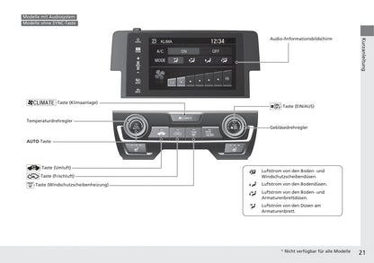 2017-2018 Honda Civic Sedan Diesel Bedienungsanleitung | Deutsch