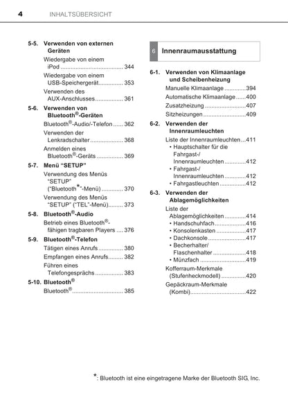 2016 Toyota Avensis Owner's Manual | German