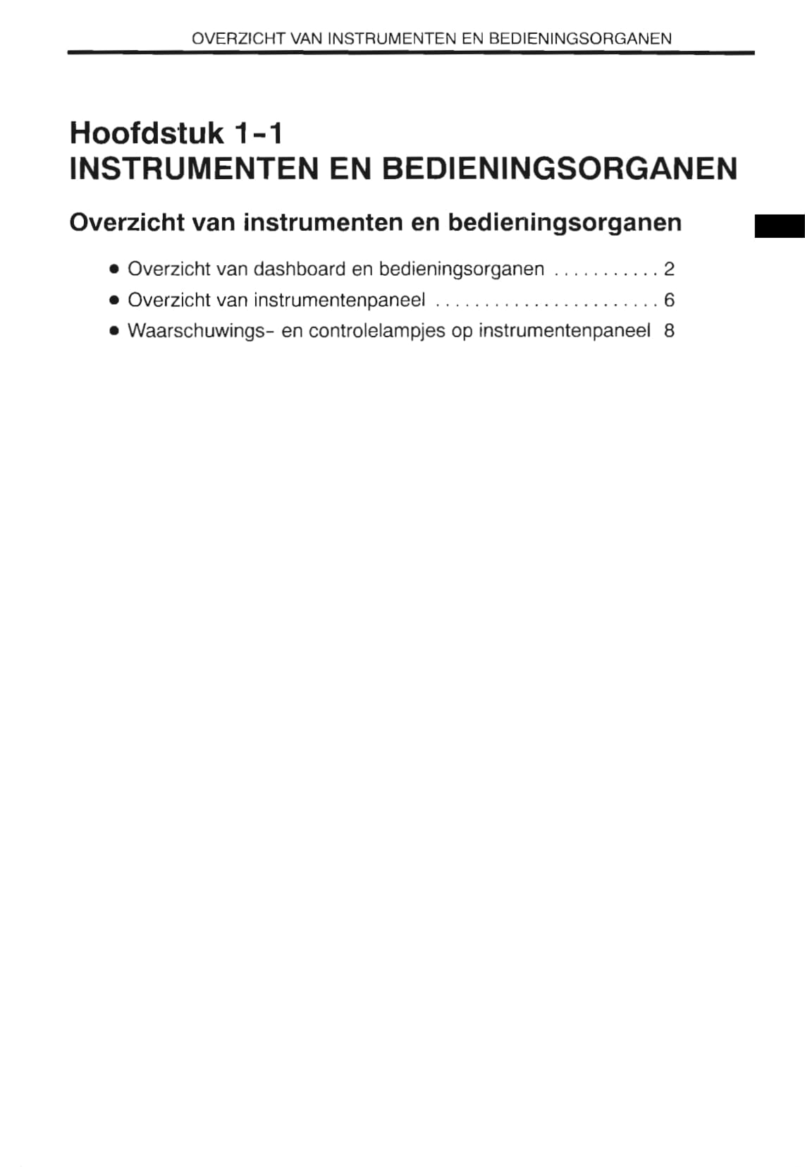 2000-2002 Toyota Corolla Owner's Manual | Dutch