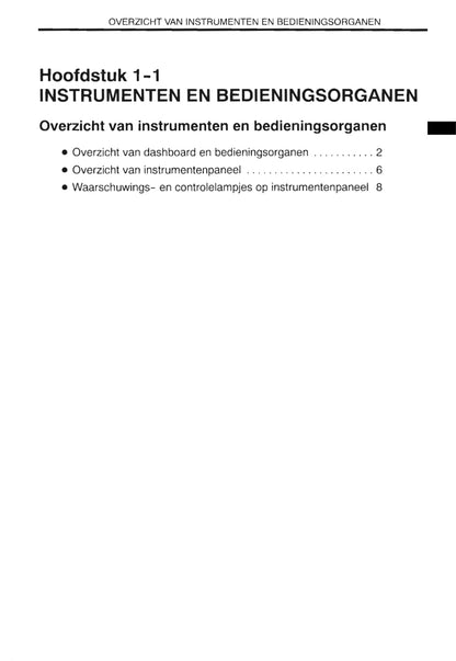 2000-2002 Toyota Corolla Owner's Manual | Dutch