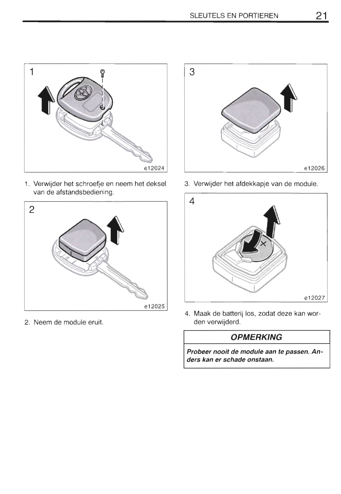 2000-2002 Toyota Corolla Owner's Manual | Dutch