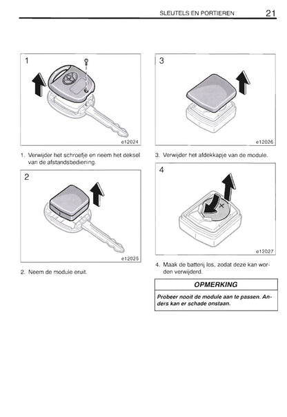 2000-2002 Toyota Corolla Owner's Manual | Dutch