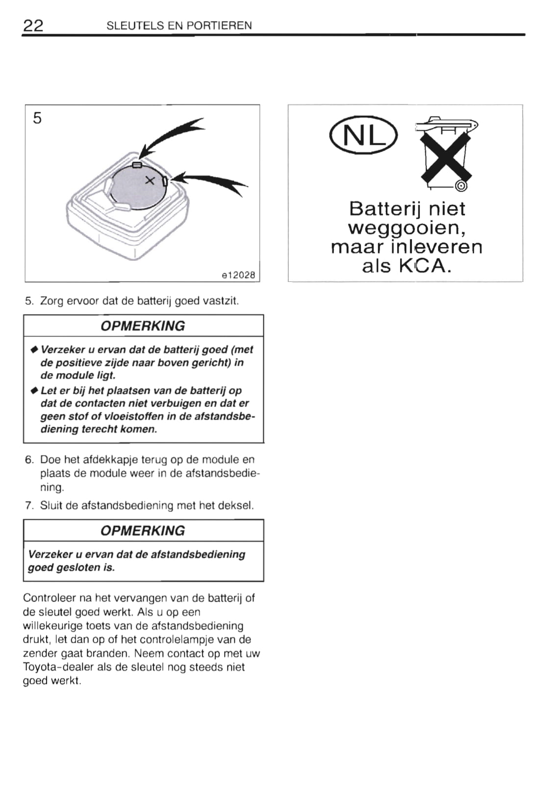 2000-2002 Toyota Corolla Owner's Manual | Dutch