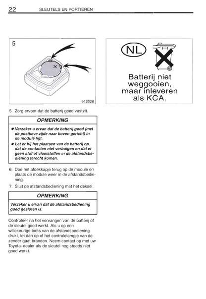 2000-2002 Toyota Corolla Owner's Manual | Dutch