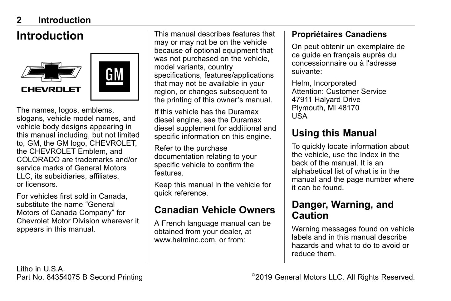 2020 Chevrolet Colorado Owner's Manual | English