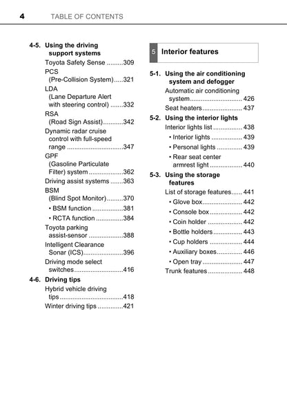 2019-2020 Toyota Camry Hybrid Owner's Manual | English