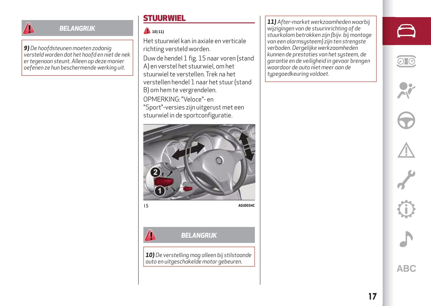 2016-2020 Alfa Romeo MiTo Owner's Manual | Dutch