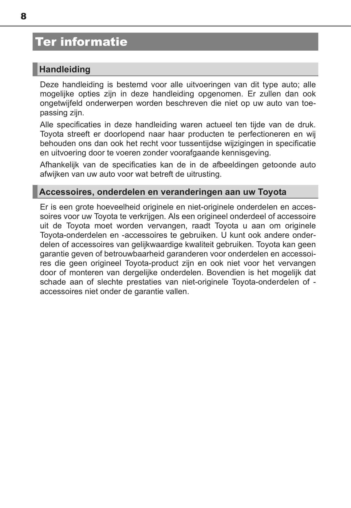 2017-2018 Toyota Auris Owner's Manual | Dutch