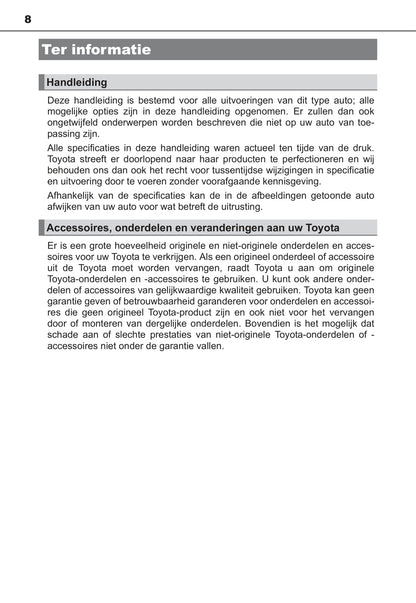 2017-2018 Toyota Auris Owner's Manual | Dutch