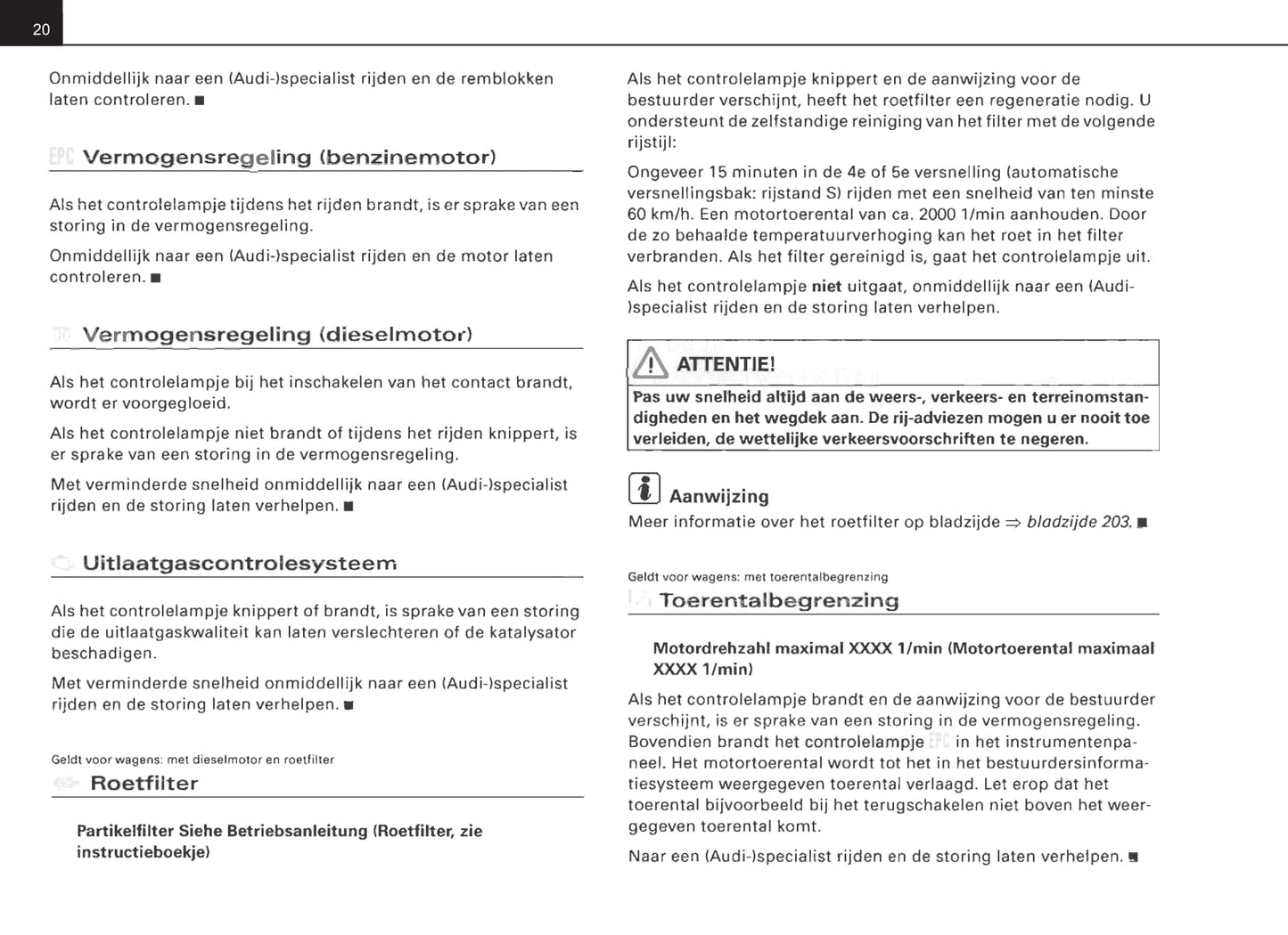 2007-2010 Audi A8 Owner's Manual | Dutch