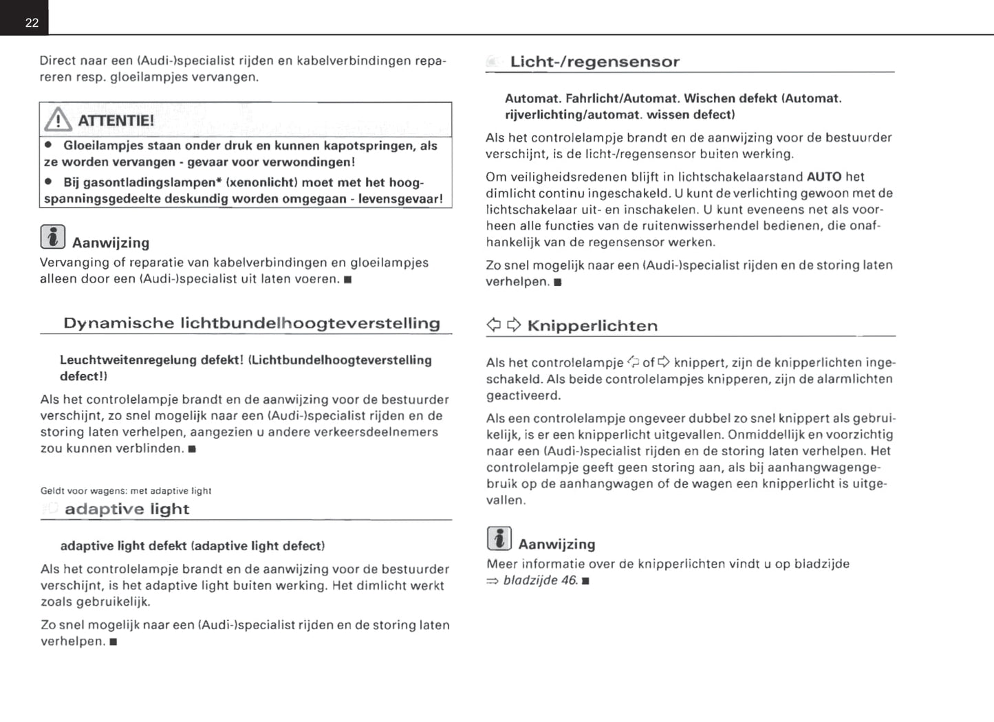 2007-2010 Audi A8 Owner's Manual | Dutch