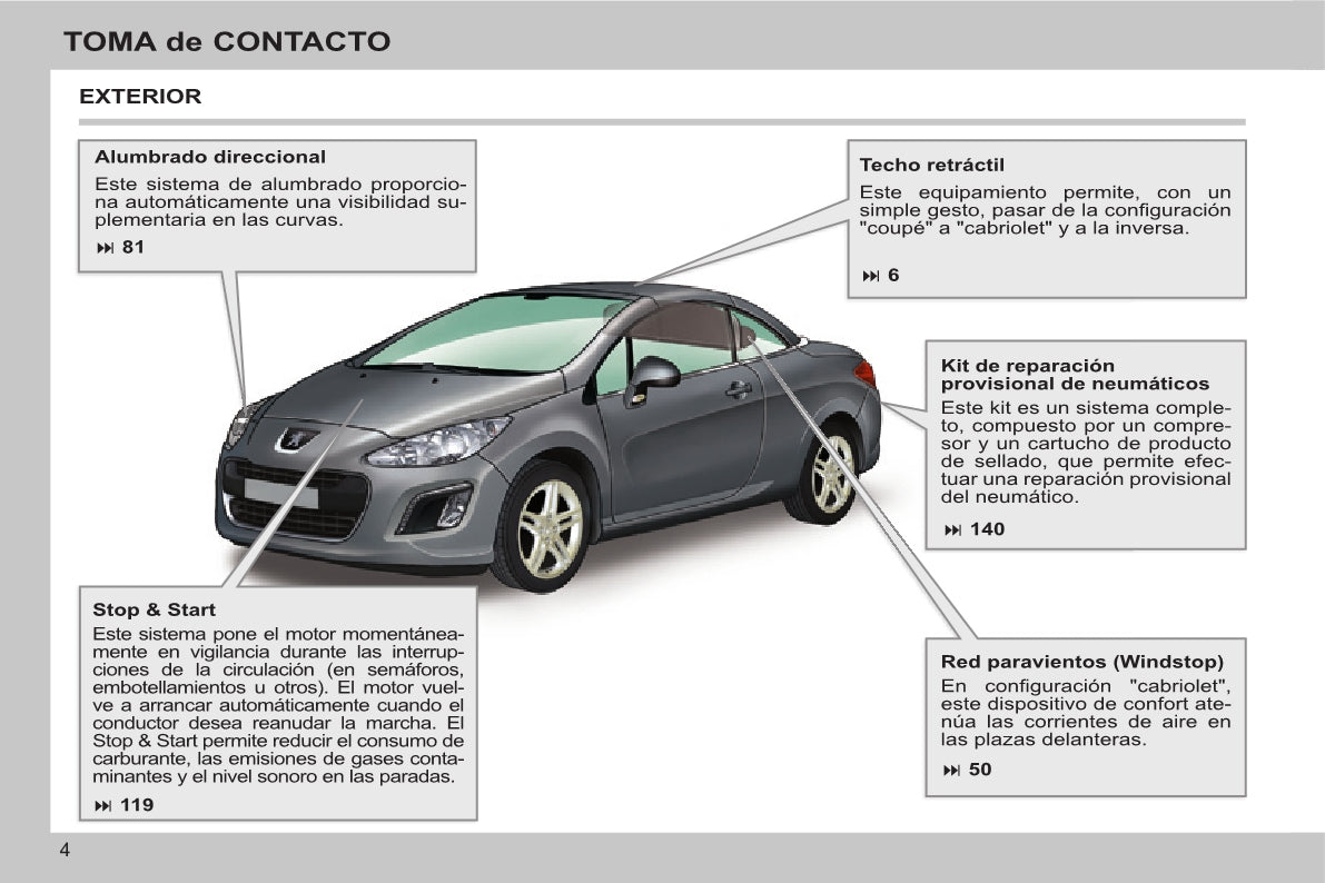 2013-2014 Peugeot 308 CC Manuel du propriétaire | Espagnol