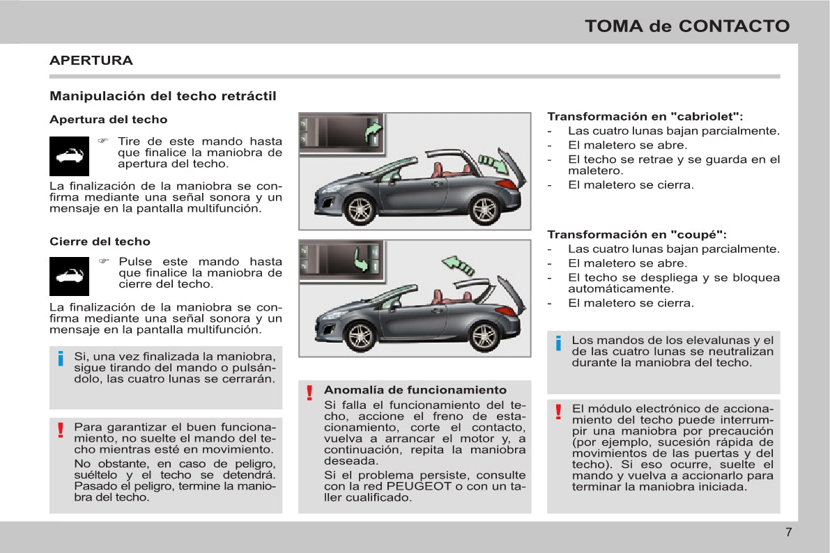 2013-2014 Peugeot 308 CC Manuel du propriétaire | Espagnol