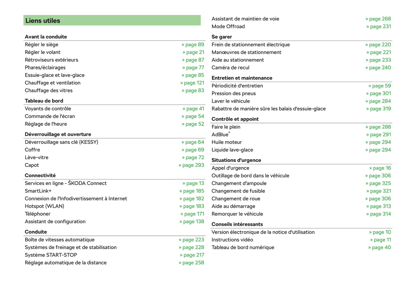 2017-2021 Skoda Kodiaq Bedienungsanleitung | Französisch