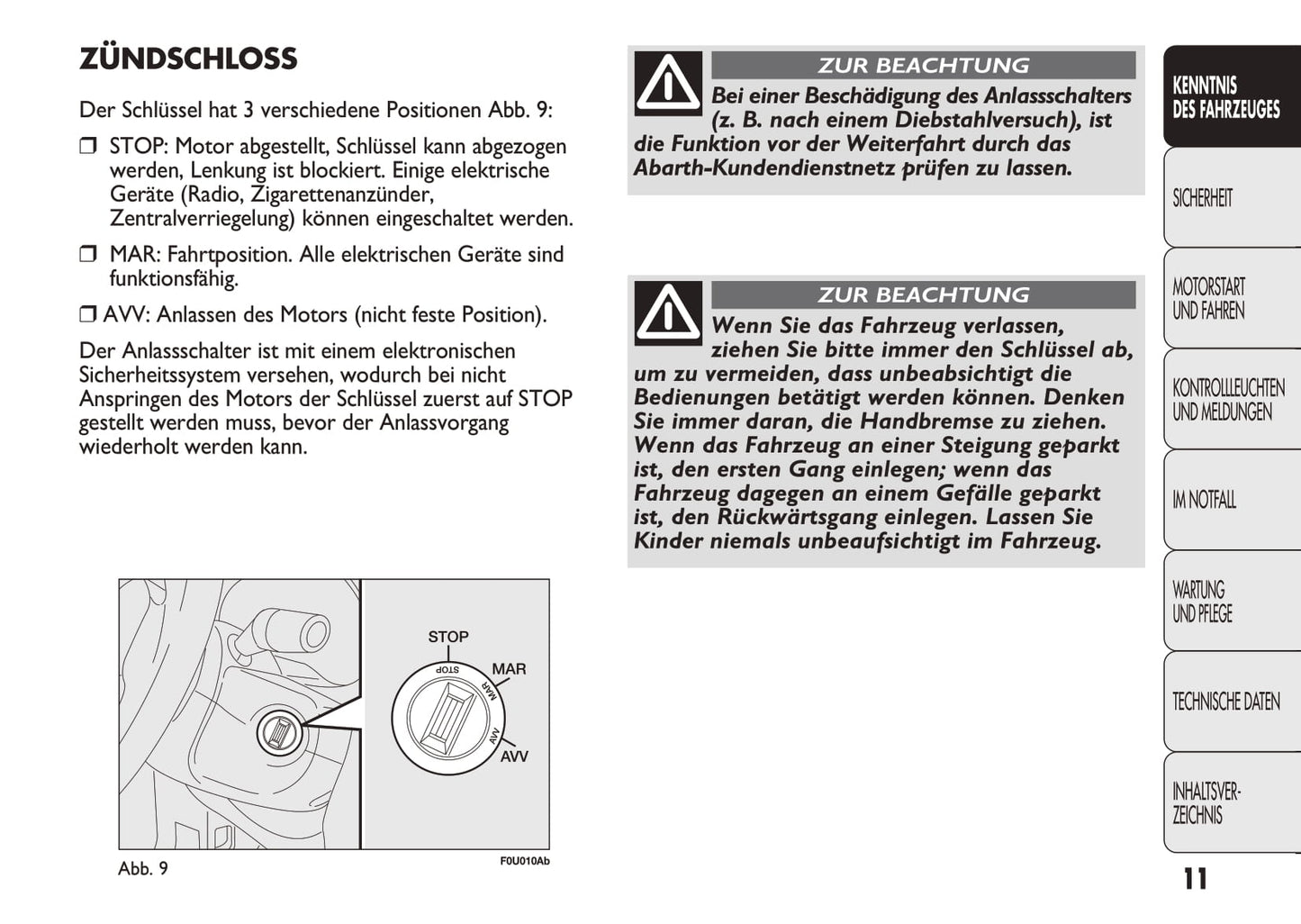 2010-2014 Abarth Punto Evo Owner's Manual | German