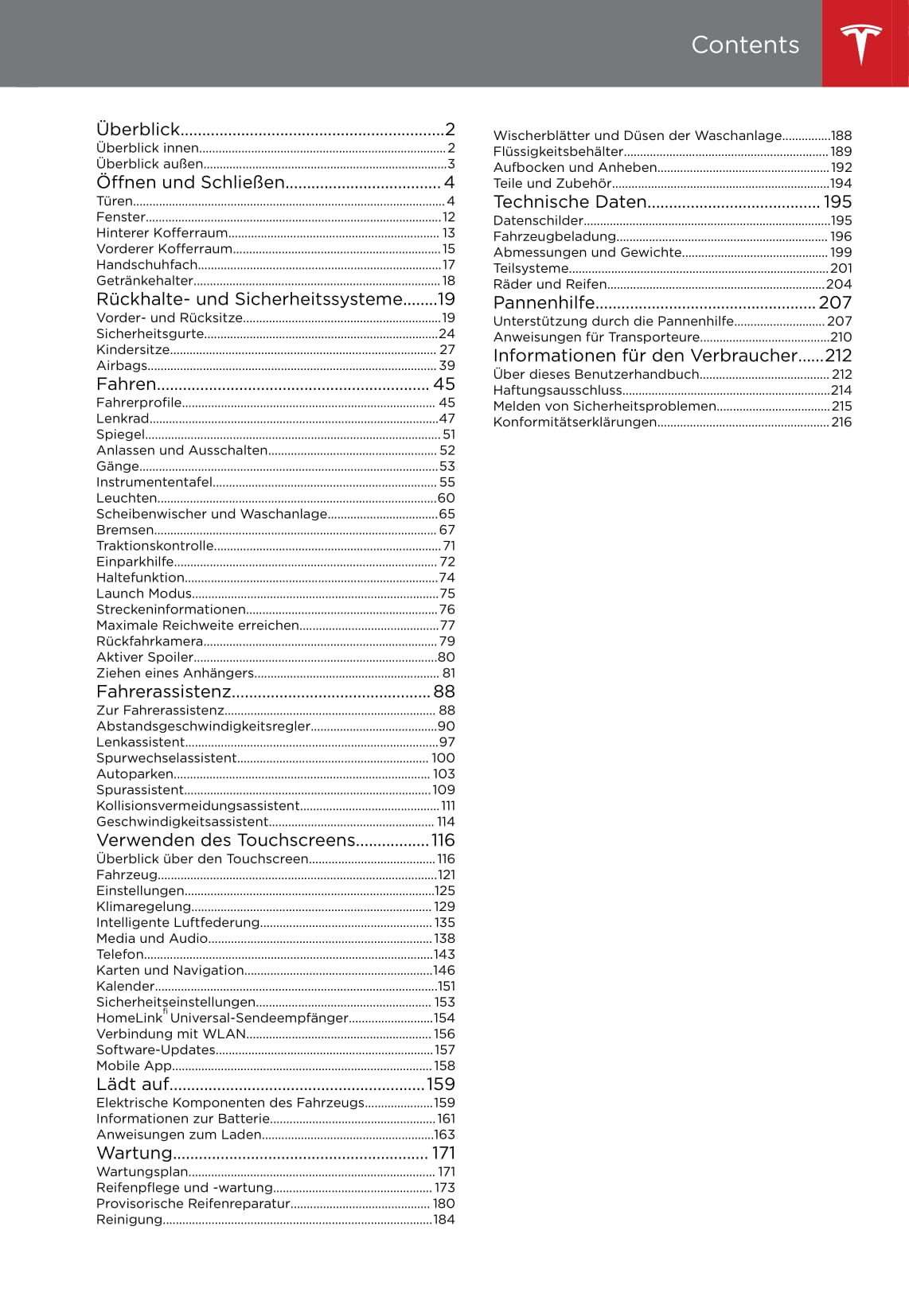 2016-2020 Tesla Model X Owner's Manual | German