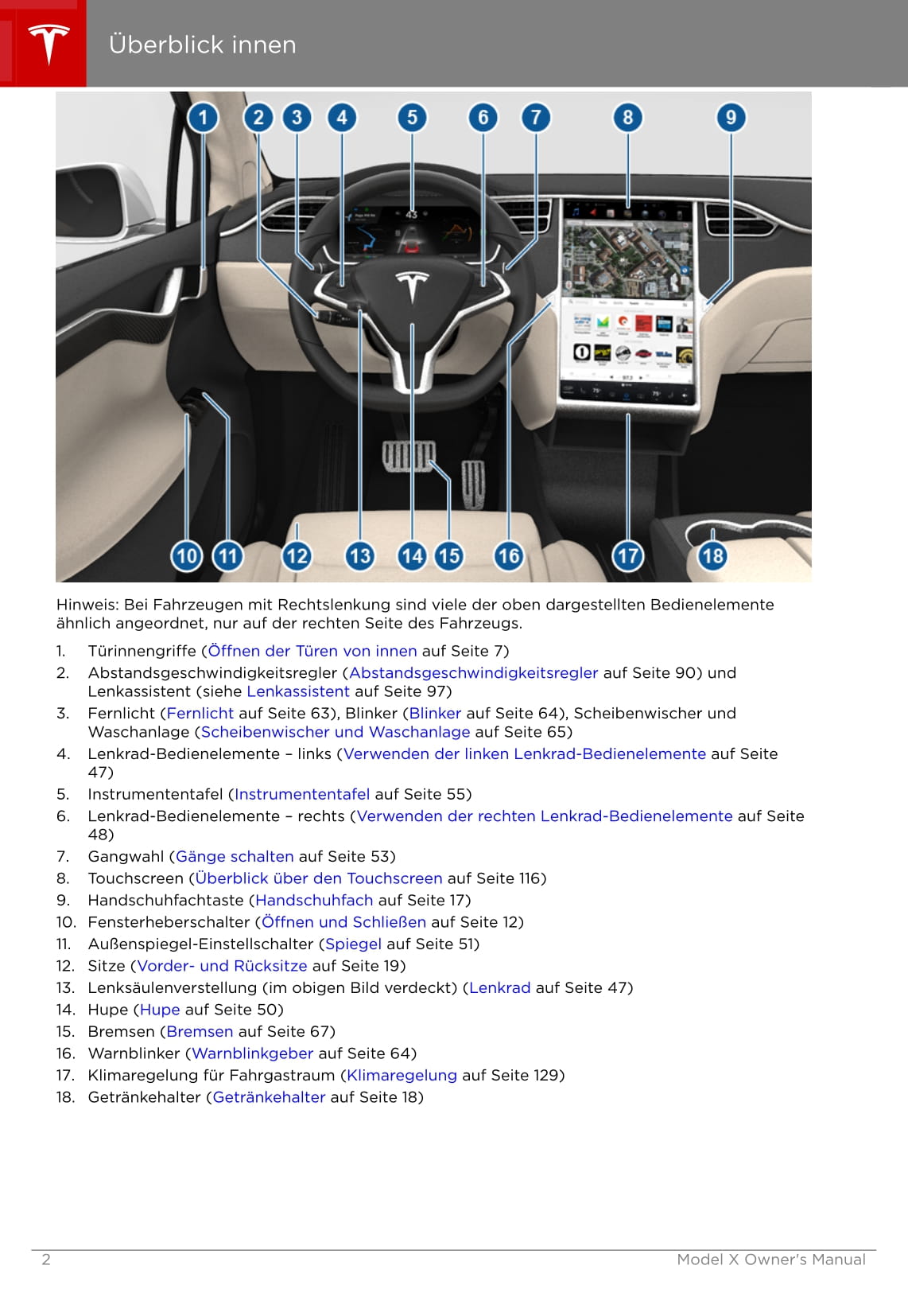 2016-2020 Tesla Model X Owner's Manual | German