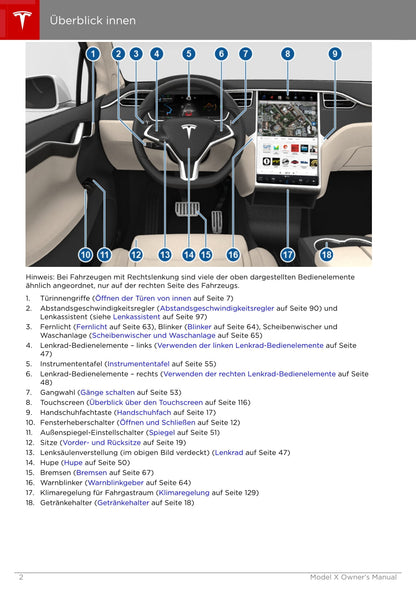 2016-2020 Tesla Model X Owner's Manual | German