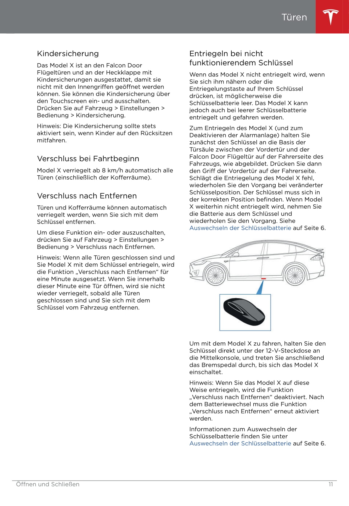 2016-2020 Tesla Model X Owner's Manual | German