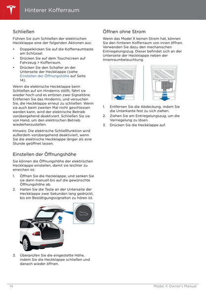 2016-2020 Tesla Model X Owner's Manual | German