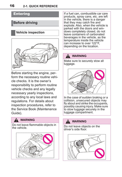 2021 Toyota Supra Owner's Manual | English