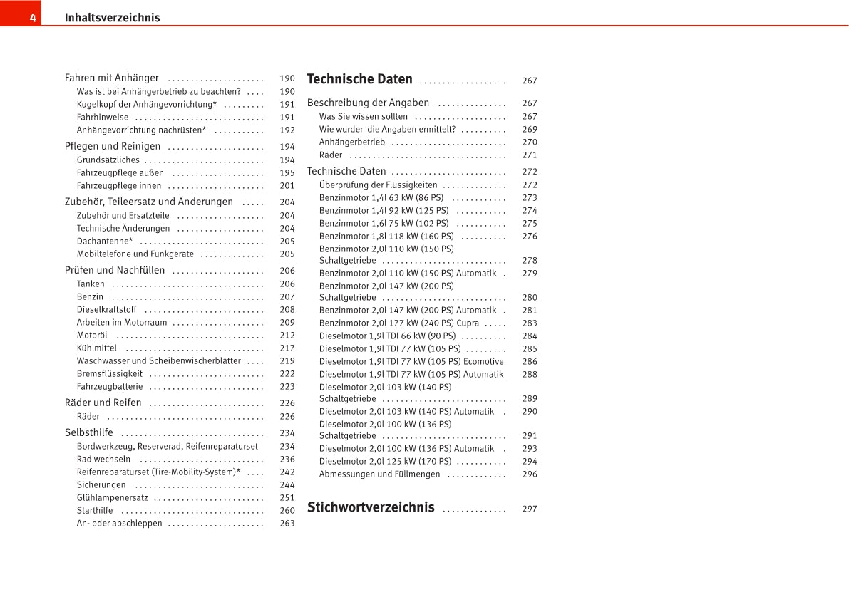 2008-2009 Seat Leon Owner's Manual | German