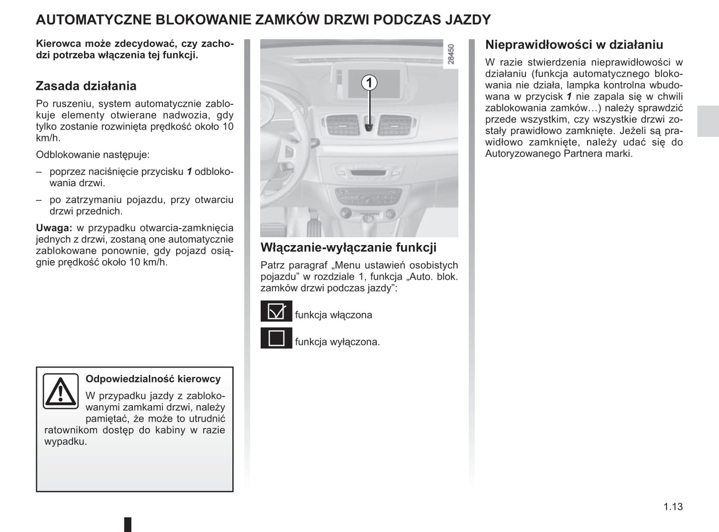 2015-2016 Renault Mégane Owner's Manual | Polish