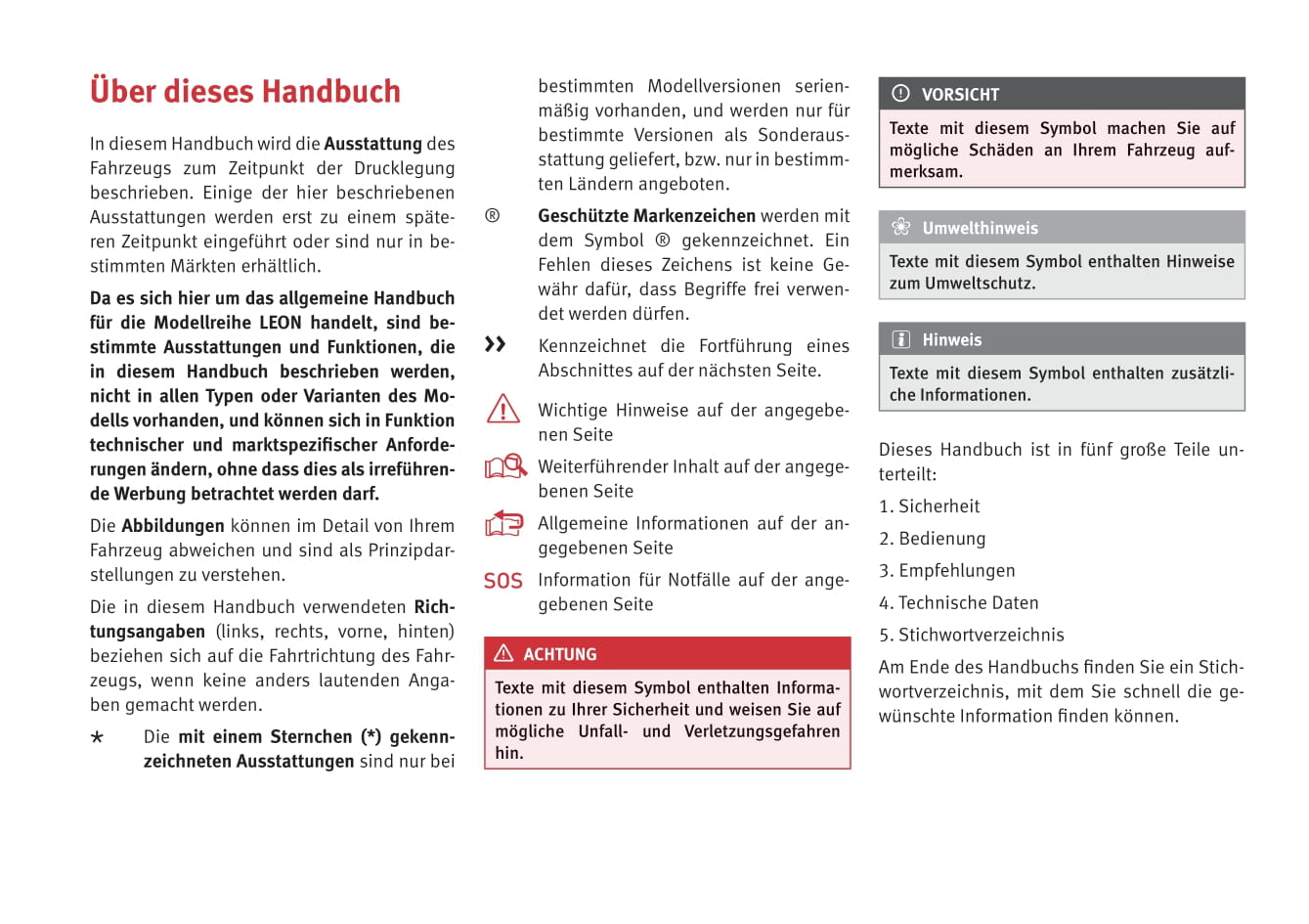 2011-2012 Seat Leon Owner's Manual | German