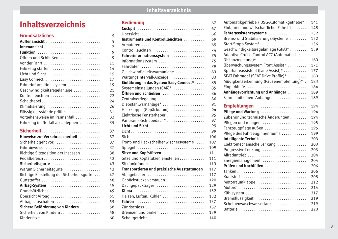 2011-2012 Seat Leon Owner's Manual | German