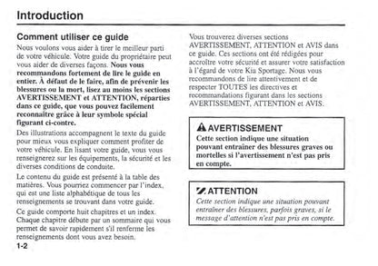 2002 Kia Sportage Owner's Manual | French