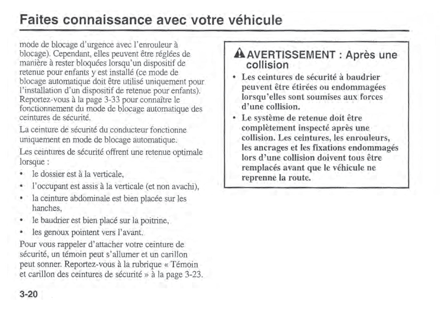 2002 Kia Sportage Owner's Manual | French