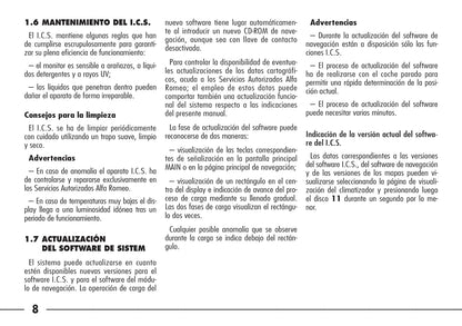 Alfa Romeo 166 Ics Integrated Control System Instrucciones 2004 - 2008