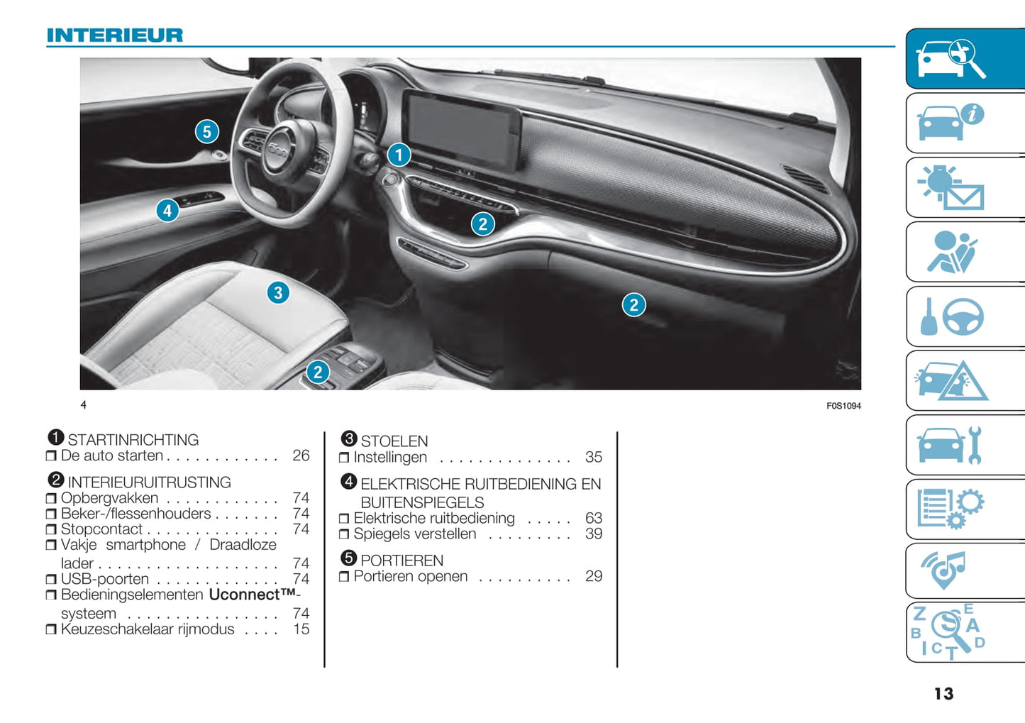 2021-2022 Fiat 500e Bedienungsanleitung | Niederländisch