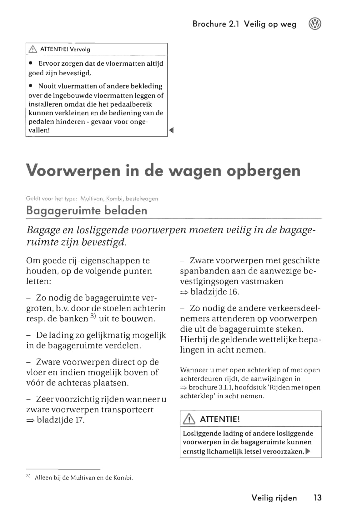 2003-2009 Volkswagen Multivan/Transporter Owner's Manual | Dutch