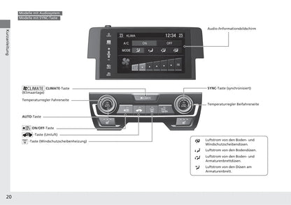 2016-2017 Honda Civic Sedan Gasoline Bedienungsanleitung | Deutsch