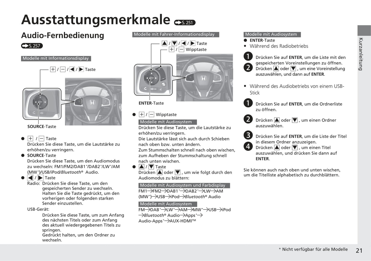 2016-2017 Honda Civic Sedan Gasoline Bedienungsanleitung | Deutsch