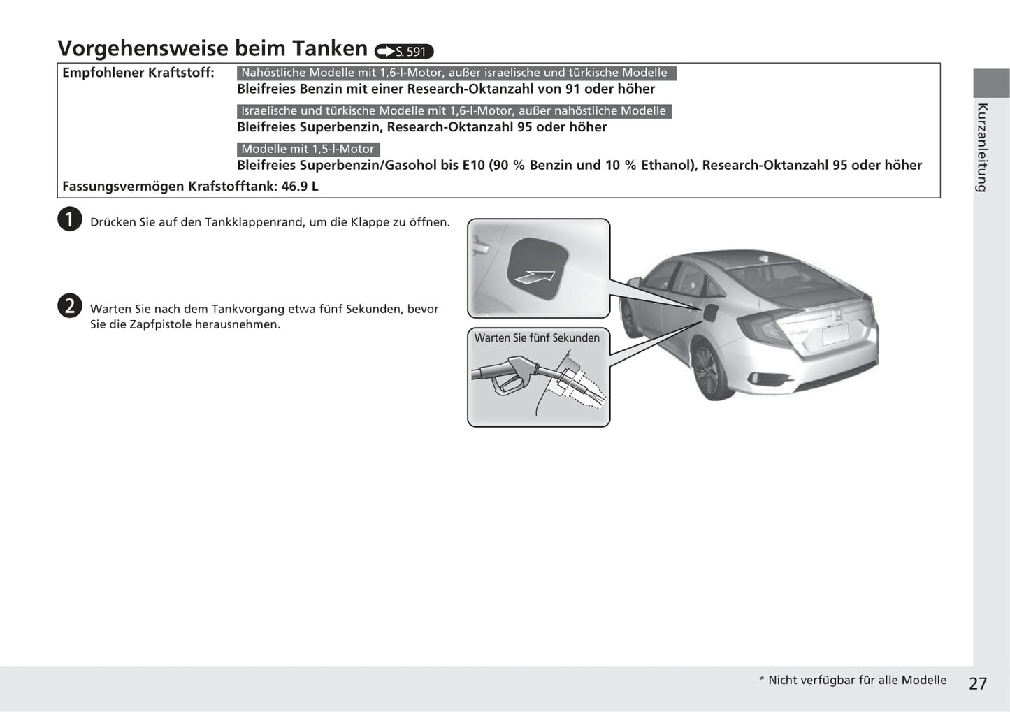 2016-2017 Honda Civic Sedan Gasoline Bedienungsanleitung | Deutsch