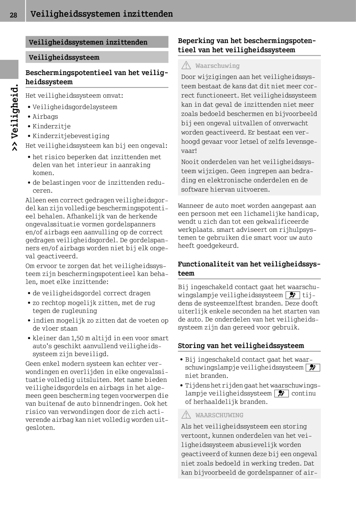 2014-2016 Smart Fortwo Owner's Manual | Dutch