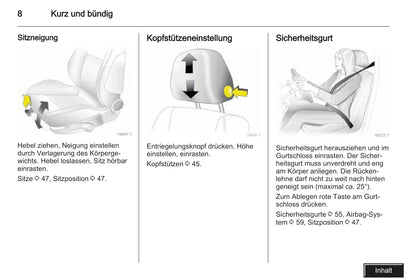 2008 Opel Zafira Owner's Manual | German