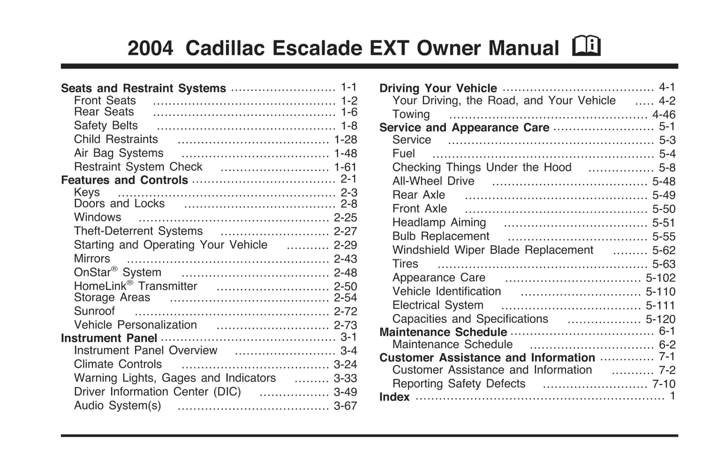 2004 Cadillac Escalade Owner's Manual | English