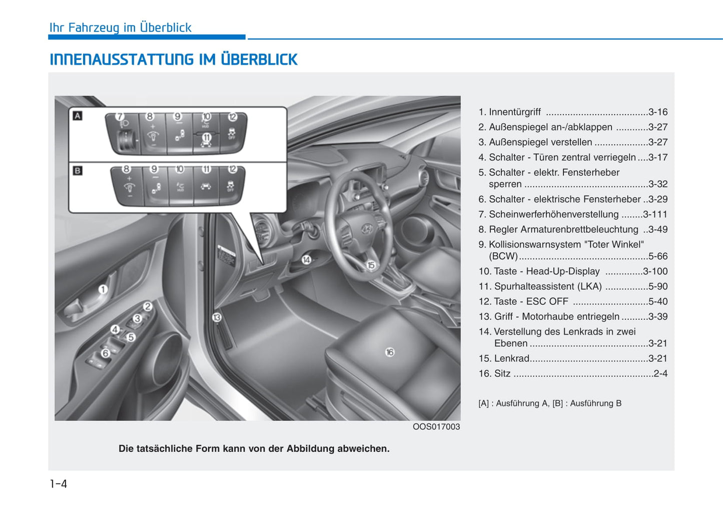 2018-2019 Hyundai Kona Bedienungsanleitung | Deutsch