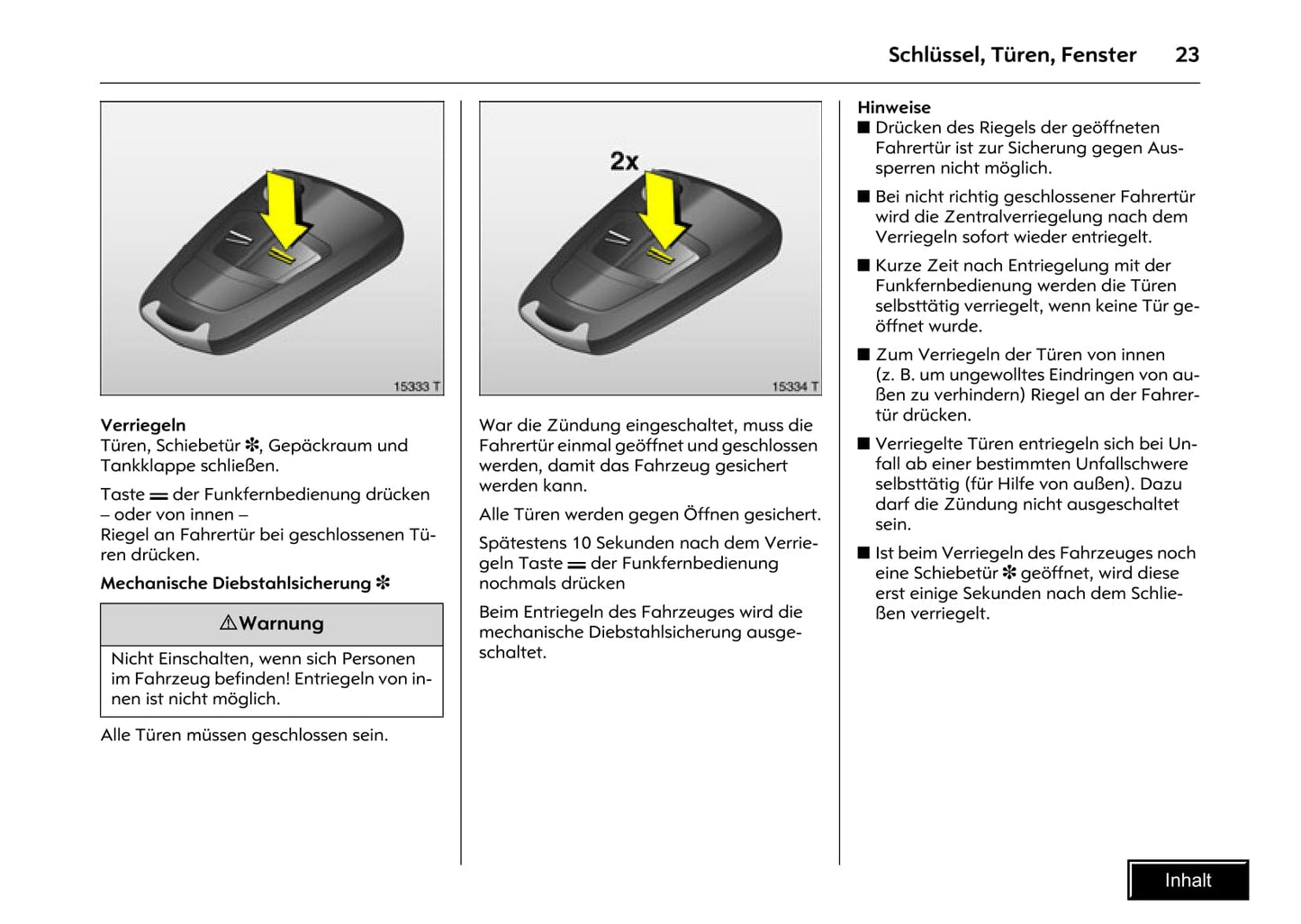 2009-2011 Opel Combo Owner's Manual | German