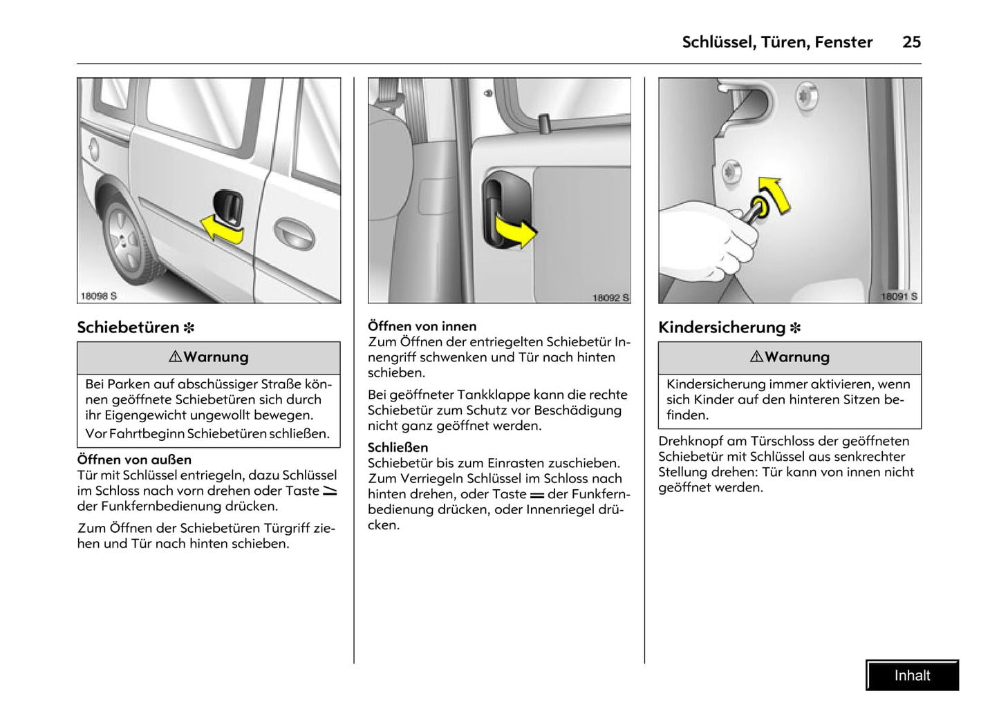 2009-2011 Opel Combo Owner's Manual | German