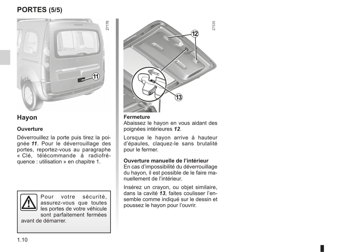 2012-2013 Renault Kangoo Owner's Manual | French