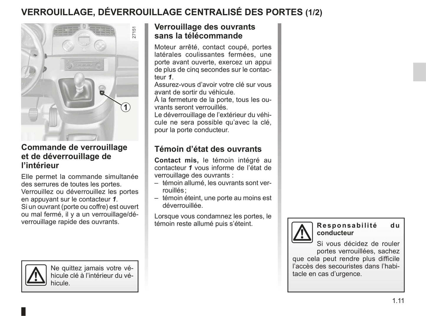 2012-2013 Renault Kangoo Owner's Manual | French