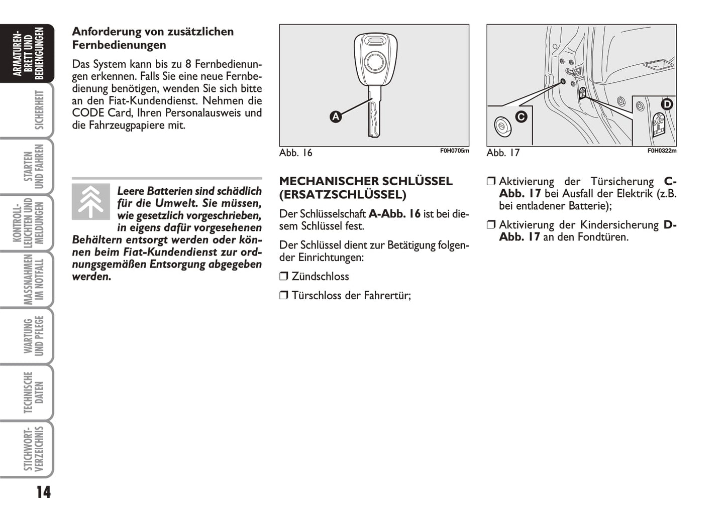 2010-2011 Fiat Idea Bedienungsanleitung | Deutsch