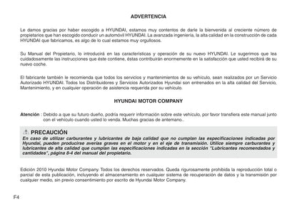 2010-2011 Hyundai Santa Fe Gebruikershandleiding | Spaans