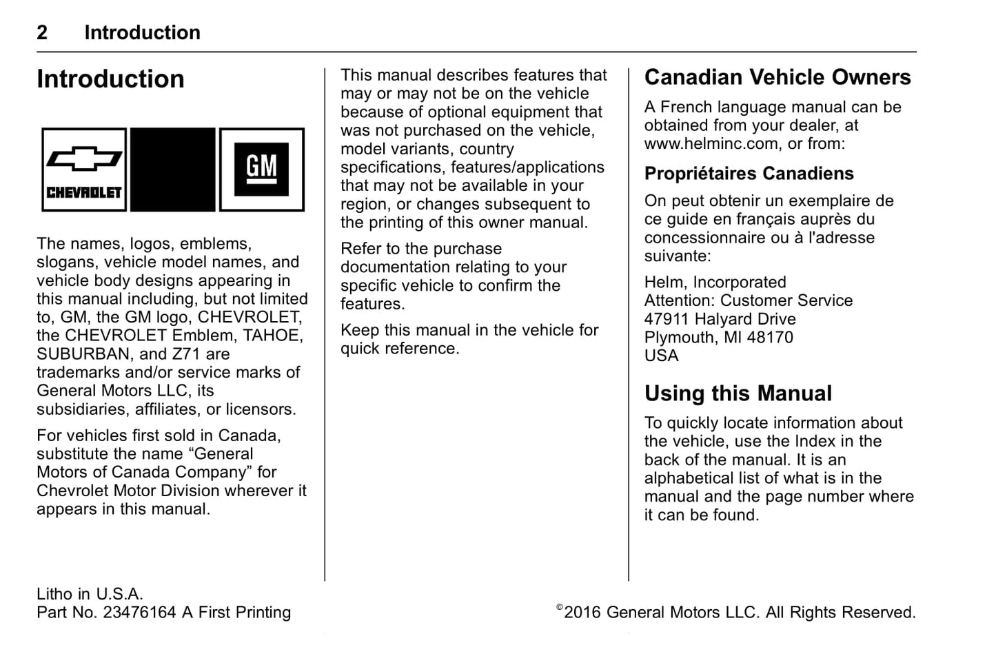 2017 Chevrolet Suburban/Tahoe Owner's Manual | English