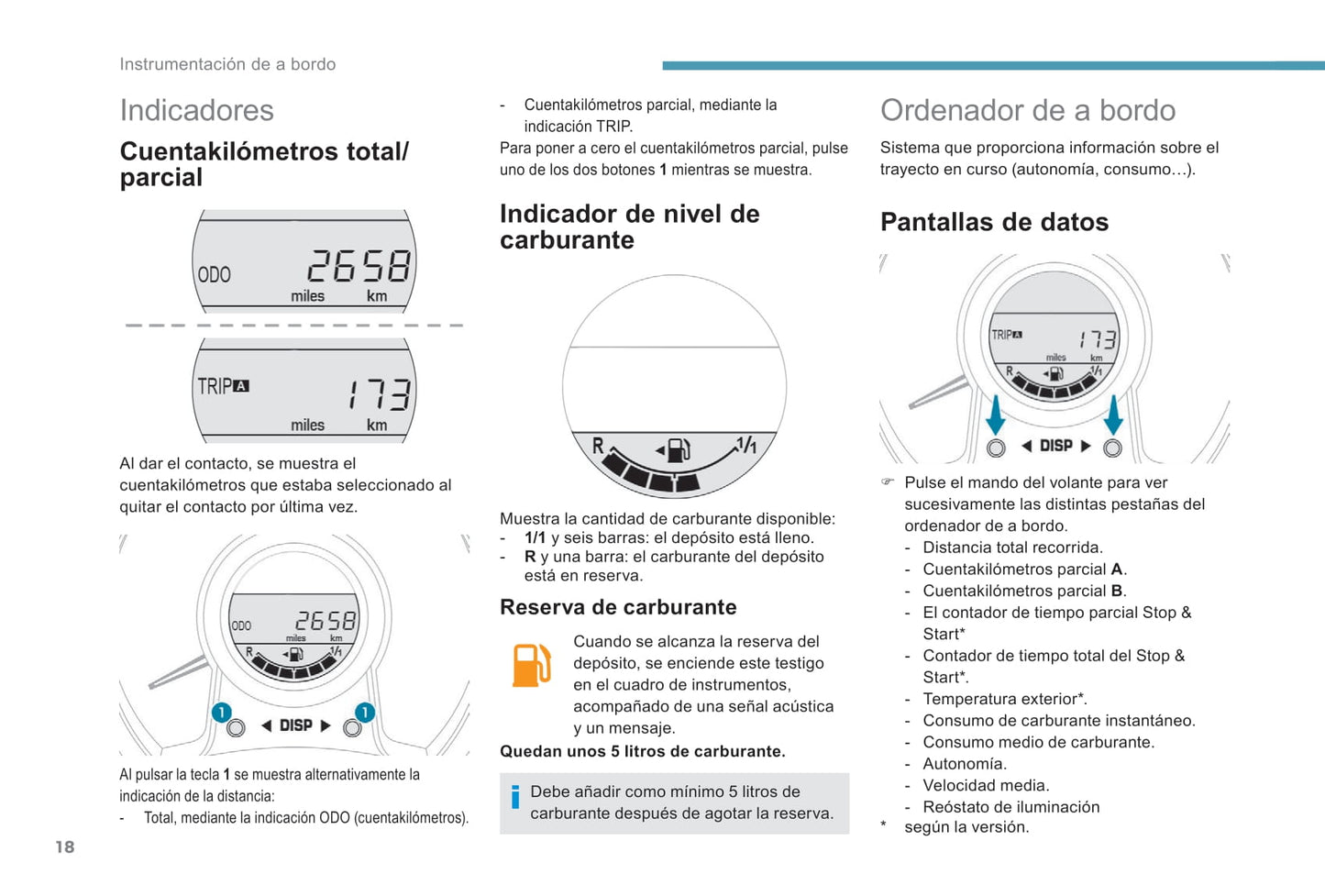 2018-2022 Peugeot 108 Owner's Manual | Spanish