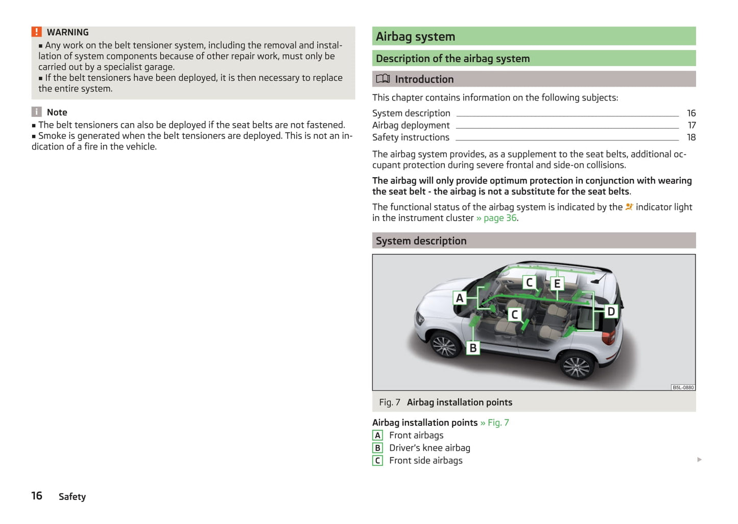 2016-2017 Skoda Yeti Owner's Manual | English